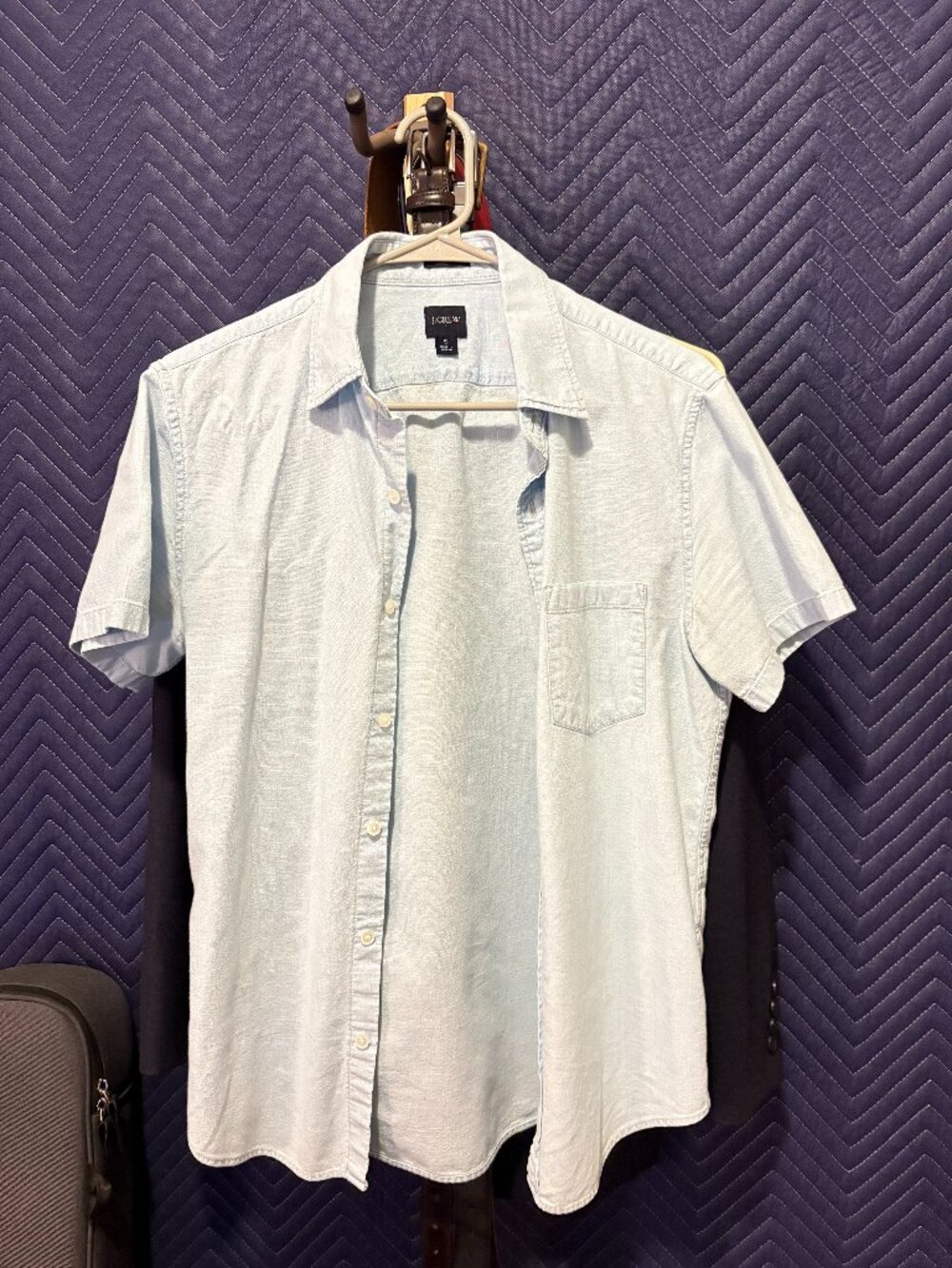 J.Crew Men's Slim Fit Short Sleeve Button Down Shirt Light Blue Small